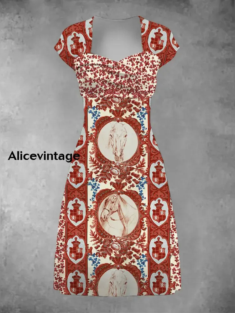 Women's Derby Style Floral Art Printed Dress