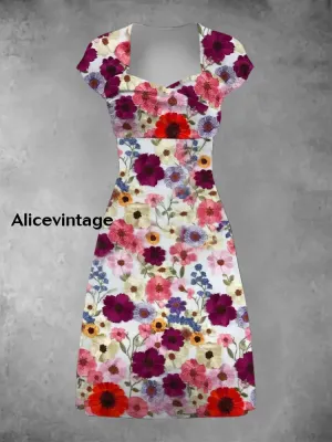 Women's Derby Style Floral Art Printed Dress