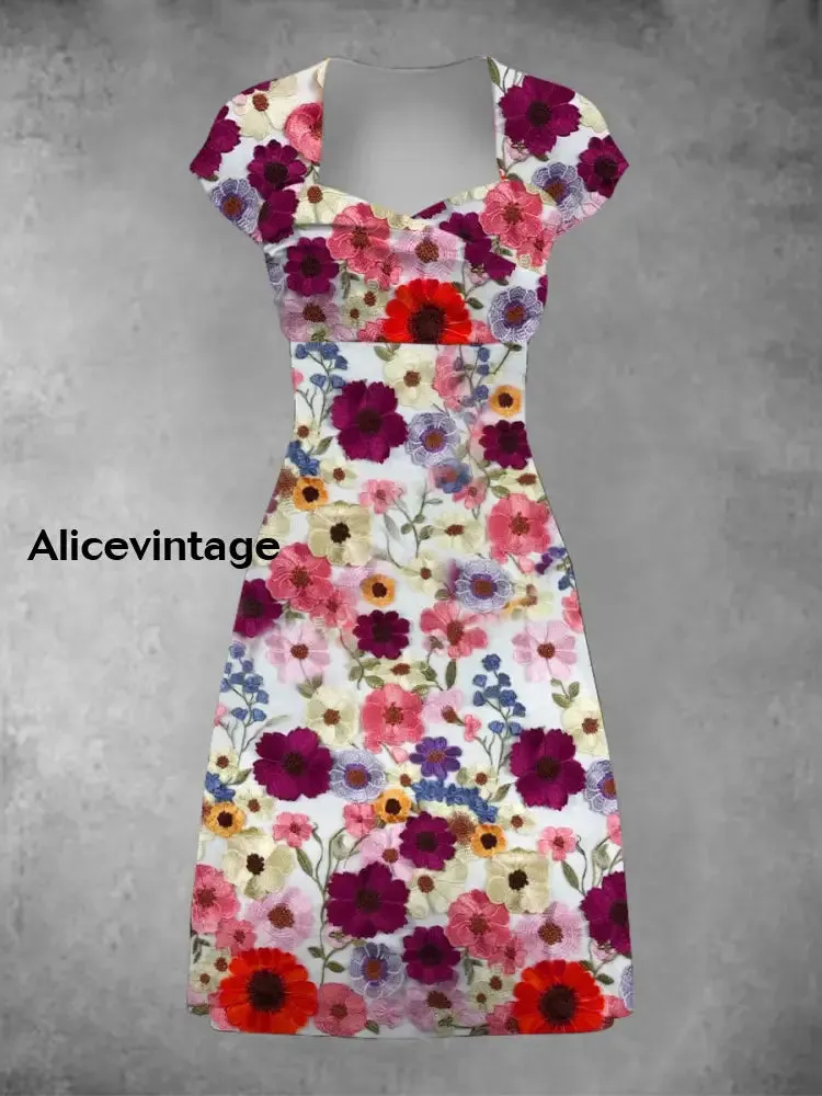 Women's Derby Style Floral Art Printed Dress
