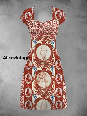 Women's Derby Style Floral Art Printed Dress