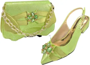 Women’S Elegant Gold Italian Pumps and Matching Bag Set with Thin Heels for Special Occasions