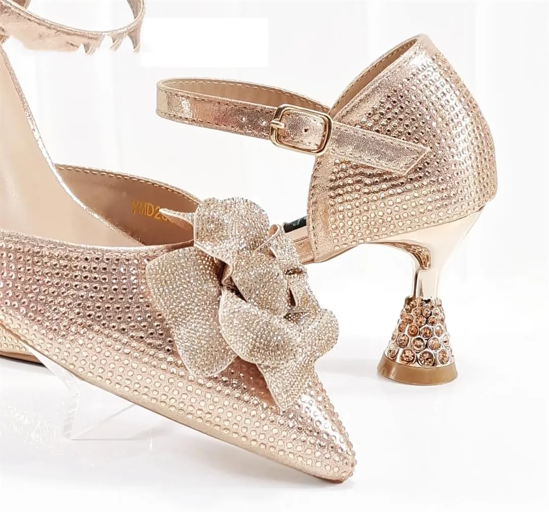 Women’S Handmade Flower Heels and Bag Set for Elegant Wedding Party with Comfortable Streamline Design