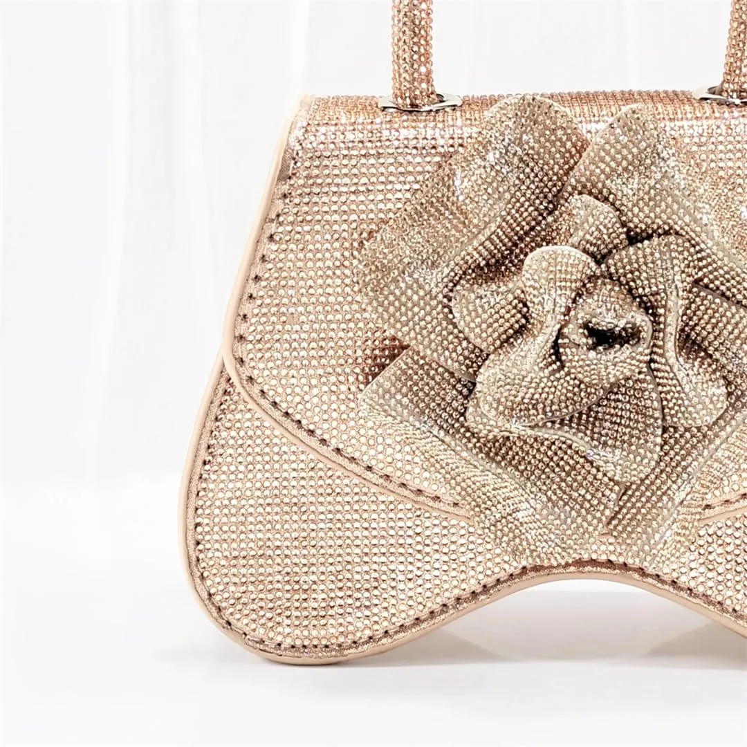 Women’S Handmade Flower Heels and Bag Set for Elegant Wedding Party with Comfortable Streamline Design