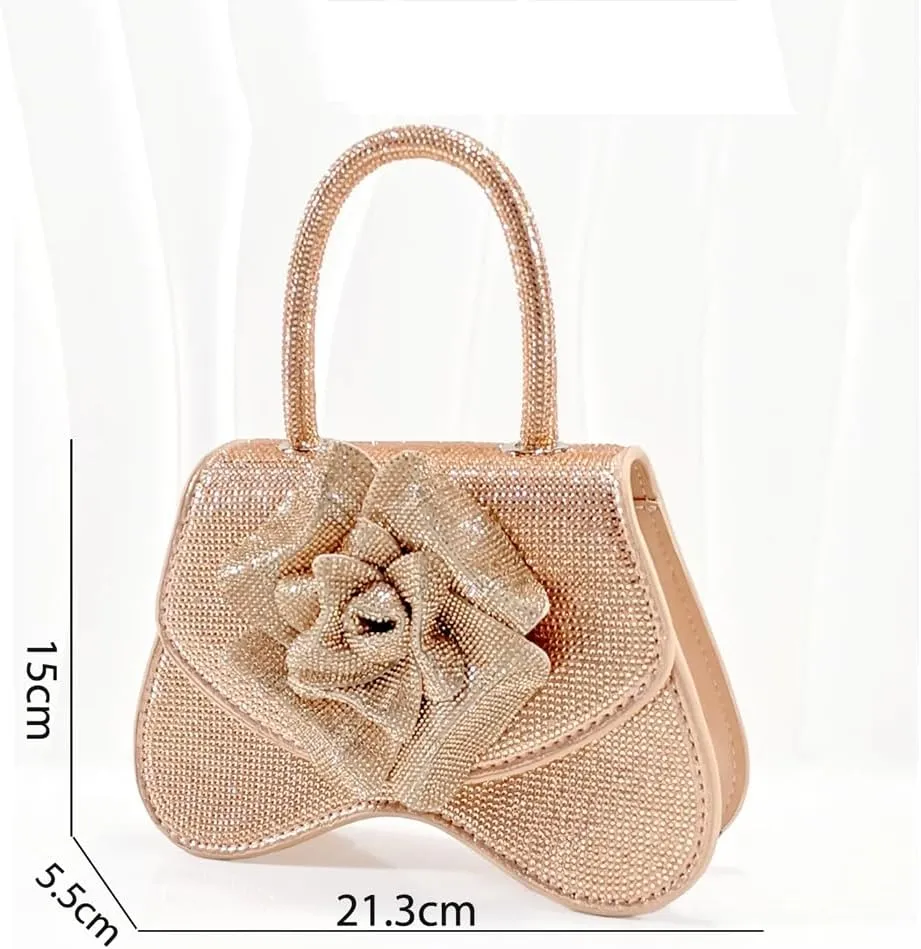 Women’S Handmade Flower Heels and Bag Set for Elegant Wedding Party with Comfortable Streamline Design