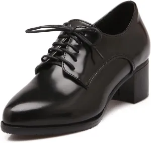 Women's Lace up Oxford Heels Shoes, Vintage Brogue Oxford Pumps, Wingtip Heeled Oxfords