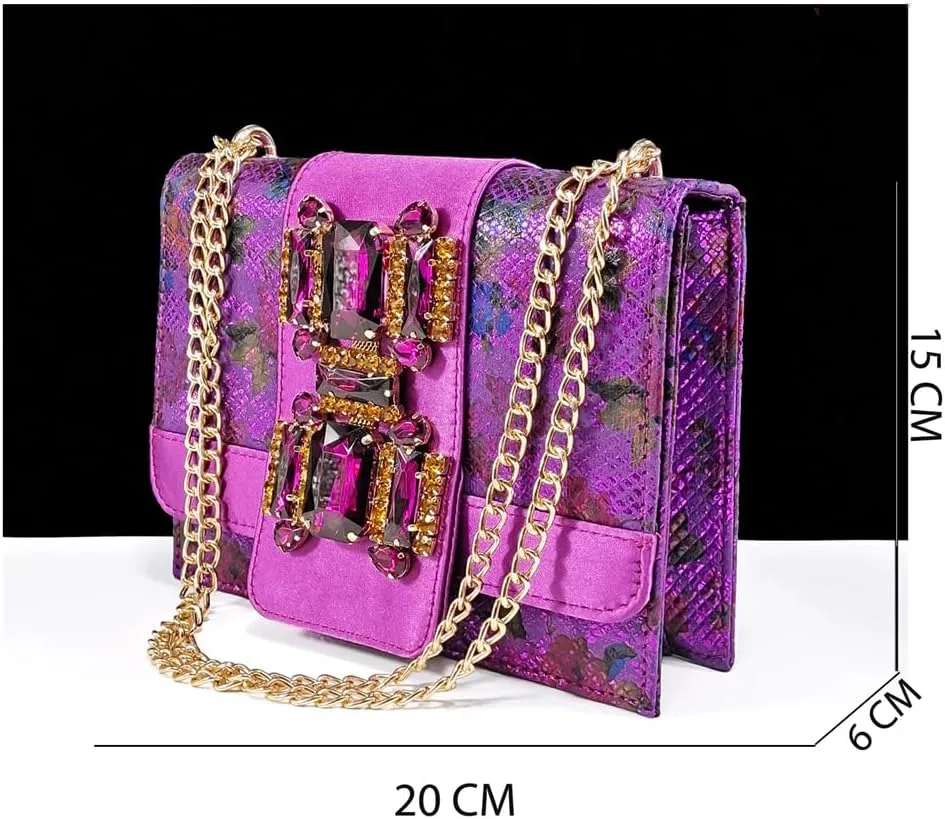Women’S Peep Toe Rhinestone Sandals and Handbag Set with Platform Heel for Wedding and Party Wear