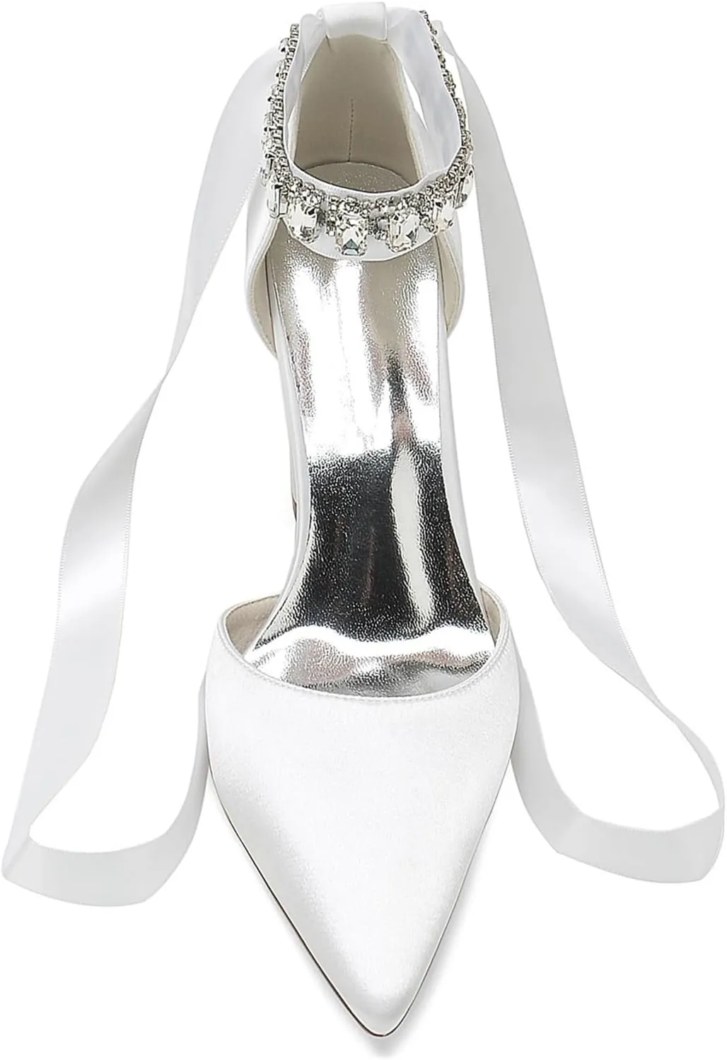 Women's Pointed Toe Pearl Wedding Shoes Thick heel Rhinestones Ribbon Bow tie High Heels Bridal Evening Party Dress Shoes