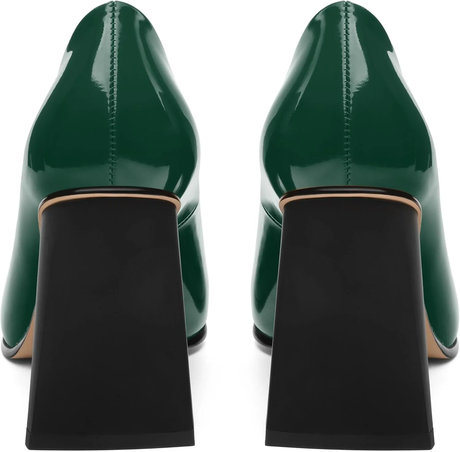 Women's Pumps, Pointed Toe Chunky Block Heel, Slip On Fashion Solid High Heel Shoes for Women
