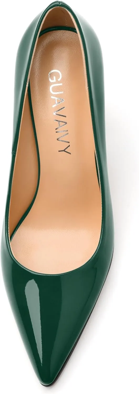 Women's Pumps, Pointed Toe Chunky Block Heel, Slip On Fashion Solid High Heel Shoes for Women