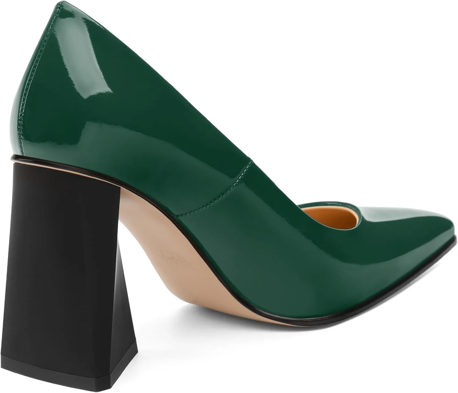 Women's Pumps, Pointed Toe Chunky Block Heel, Slip On Fashion Solid High Heel Shoes for Women