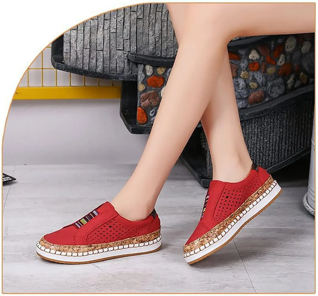 Women's Retro Casua Sneakers Garden Clogs Shoes Orthopedic Slip-On Shoes Walking Shoes Flat Casual Shoes