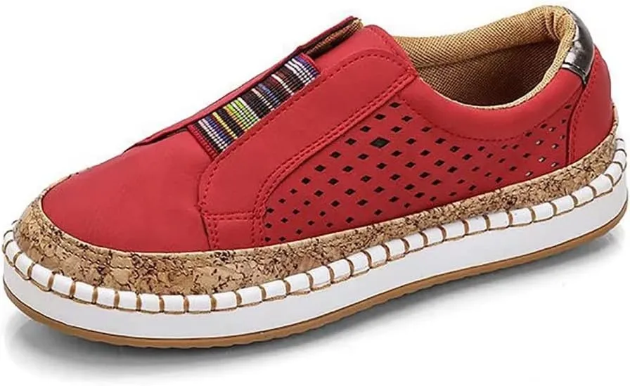 Women's Retro Casua Sneakers Garden Clogs Shoes Orthopedic Slip-On Shoes Walking Shoes Flat Casual Shoes