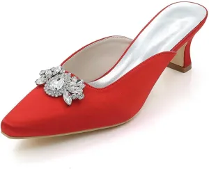 Womens Wedding Shoes Gerrit Heels for Women Pointed Toe - Kitten Heels Dress Wedding Heels Shoes for Women 2.16 Inch Slip on Prom Party Bridal Pump Shoes Ivory(Red,6 UK)