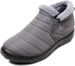 Women's Winter Snow Boots Ankle Booties Slip-Ons Shoes Lightweight Waterproof Warm Fur Lining