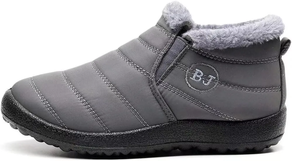Women's Winter Snow Boots Ankle Booties Slip-Ons Shoes Lightweight Waterproof Warm Fur Lining