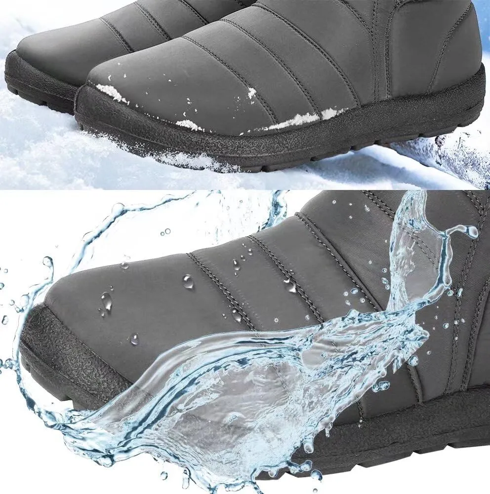 Women's Winter Snow Boots Ankle Booties Slip-Ons Shoes Lightweight Waterproof Warm Fur Lining