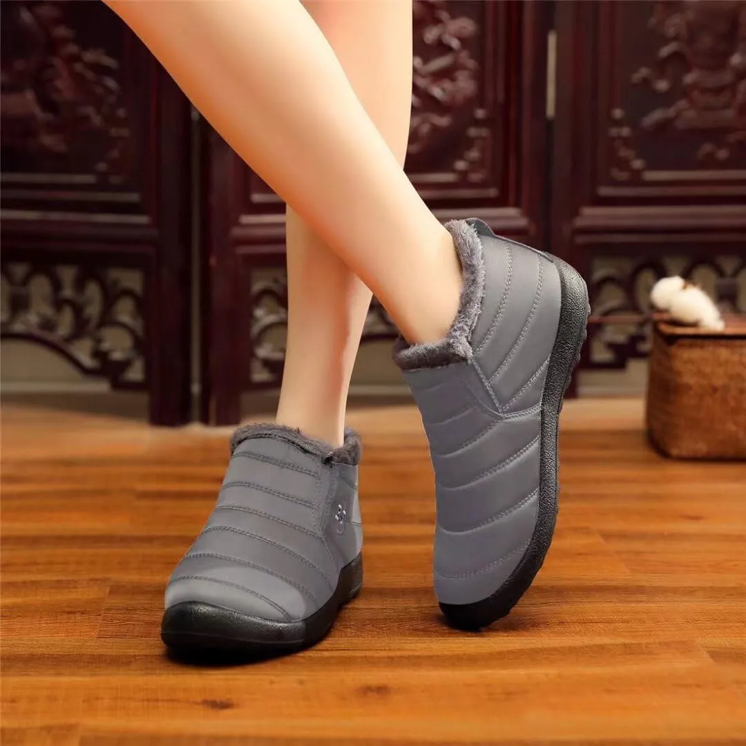 Women's Winter Snow Boots Ankle Booties Slip-Ons Shoes Lightweight Waterproof Warm Fur Lining