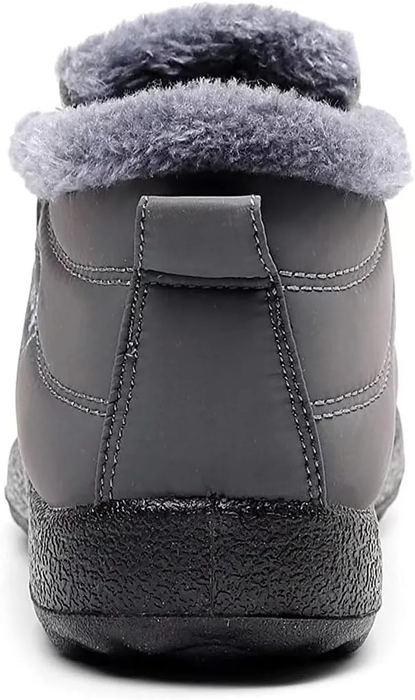 Women's Winter Snow Boots Ankle Booties Slip-Ons Shoes Lightweight Waterproof Warm Fur Lining