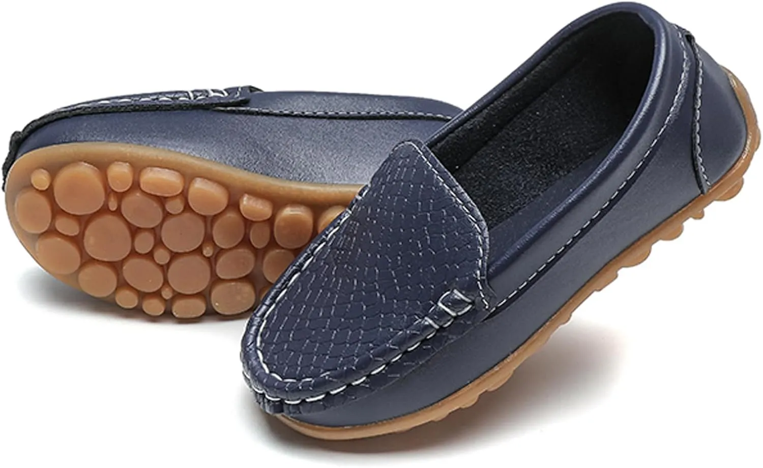 WUIWUIYU Boy's Girl's Slip-on Loafers Flats Oxford Shoes Solid Color Mocassins House Shoes