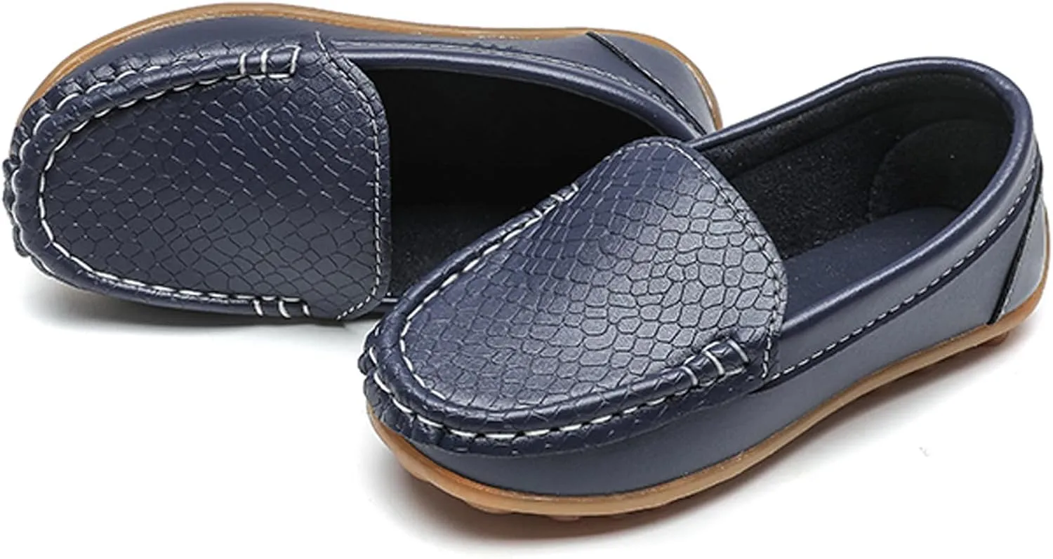 WUIWUIYU Boy's Girl's Slip-on Loafers Flats Oxford Shoes Solid Color Mocassins House Shoes