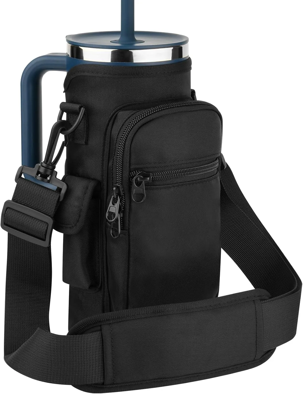 Xxeciz Water Bottle Carrier Bag for Hydro Flask Travel 40/32 oz Tumbler with Phone Pocket, Nylon Water Bottle Holder with Strap Water Bottle Sling Pouch for Hydro Flask Cup Accessories