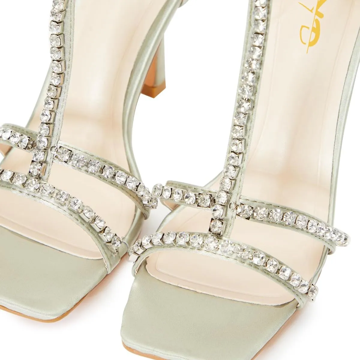 XYD Women Dazzled Rhinestones T-Bar Sandals Square Open Toe High Heels Back Zip Prom Wedding Pump Shoes