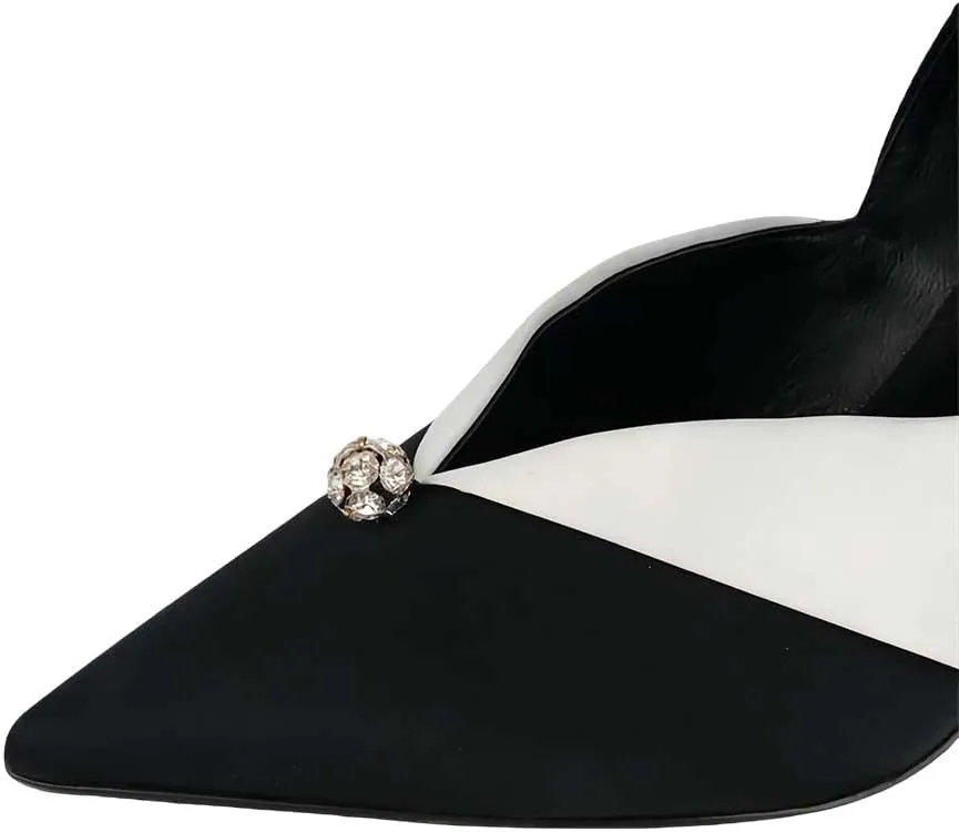 XYD Women's Pumps Stiletto High Heels Rhinestone Bead Closed Pointed Toe Slip On Comfort Ladies Office Work Church Wedding Party Dress Satin Shoes