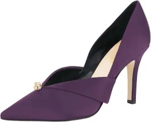XYD Women's Pumps Stiletto High Heels Rhinestone Bead Closed Pointed Toe Slip On Comfort Ladies Office Work Church Wedding Party Dress Satin Shoes