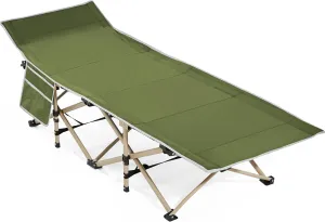 Yaheetech Folding Camping Cot, Portable Military Canvas Sleeping Bed, Outdoor Comfortable Lightweight Bed with Carry Bag for Hiking, Backpack Travel, Home & Office