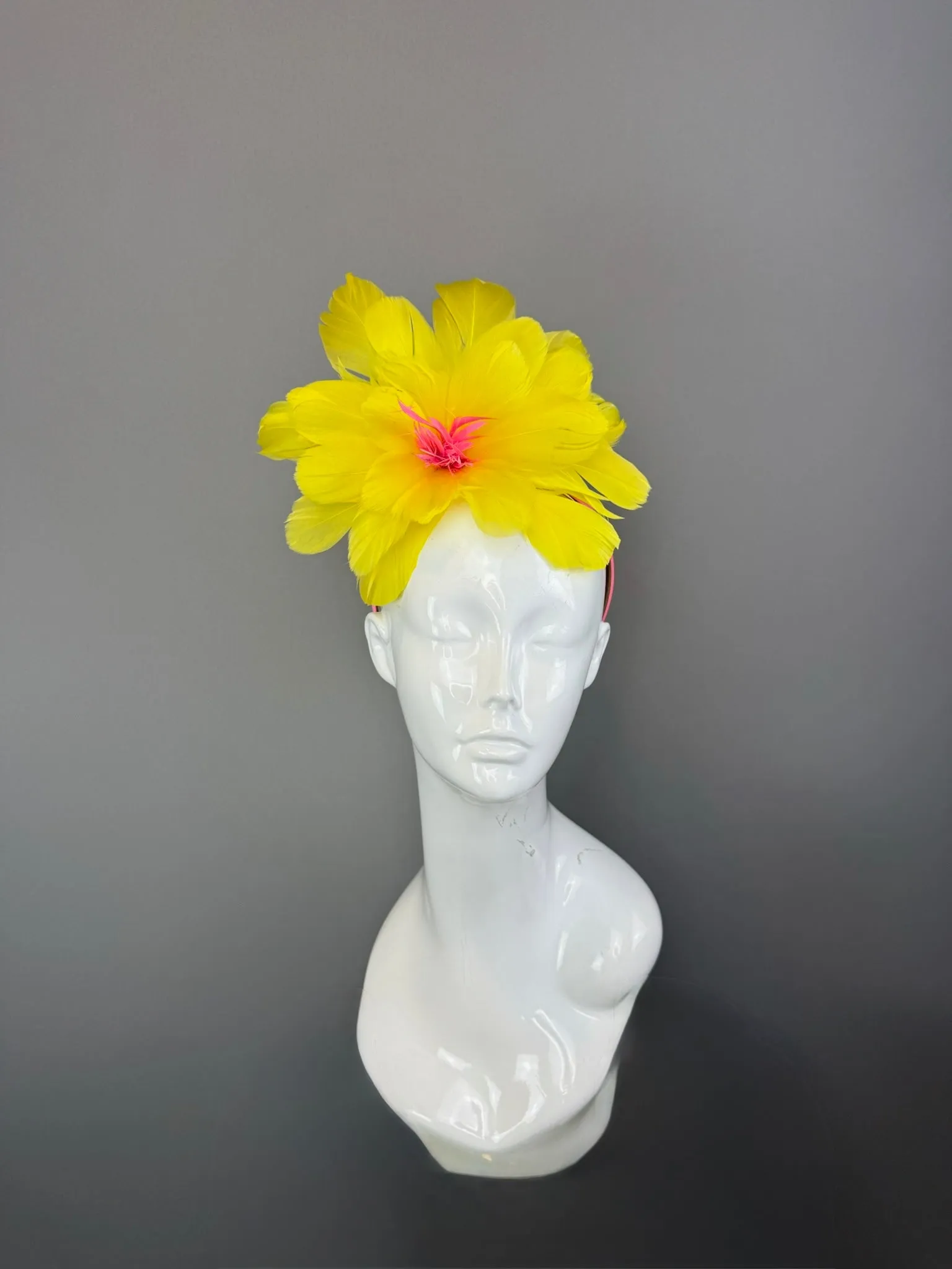 Yellow and Pink Kentucky Derby fascinator, Derby Hat Alternative (SILVER LINE)