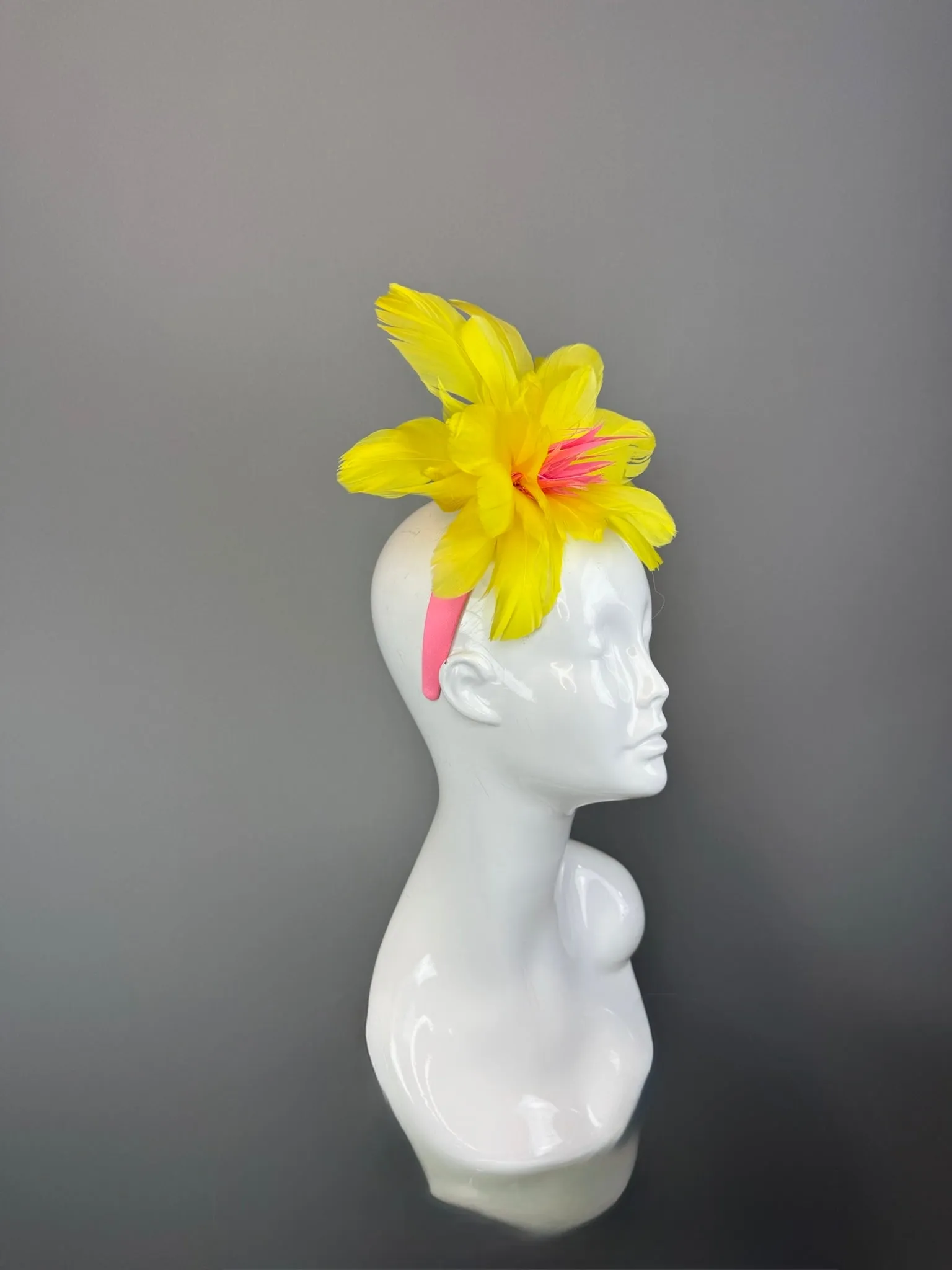 Yellow and Pink Kentucky Derby fascinator, Derby Hat Alternative (SILVER LINE)