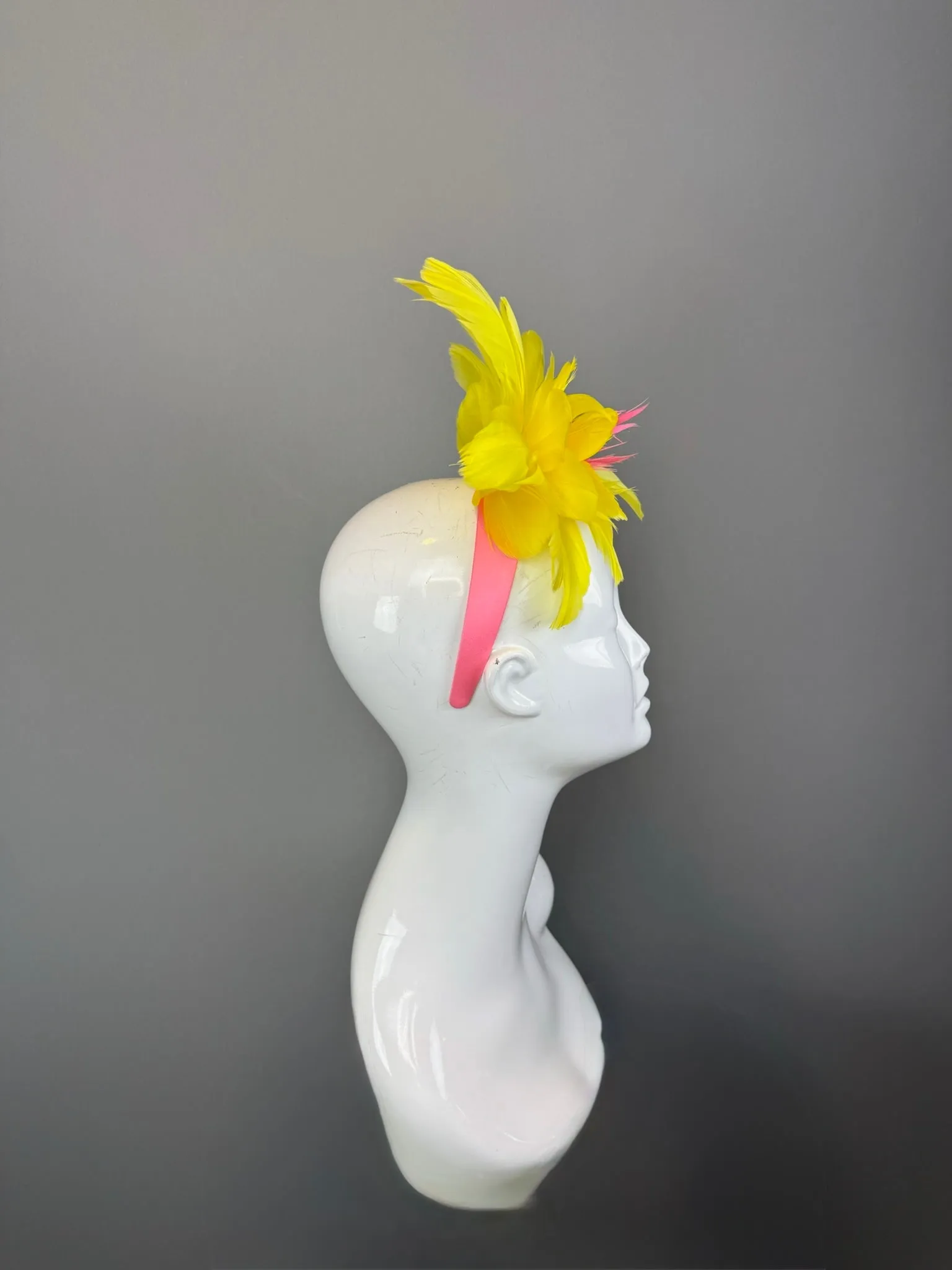 Yellow and Pink Kentucky Derby fascinator, Derby Hat Alternative (SILVER LINE)