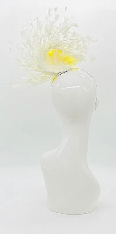 Yellow and white Derby Fascinator, Kentucky Derby Hat Alternative, Kentucky derby hat (GOLD LINE)