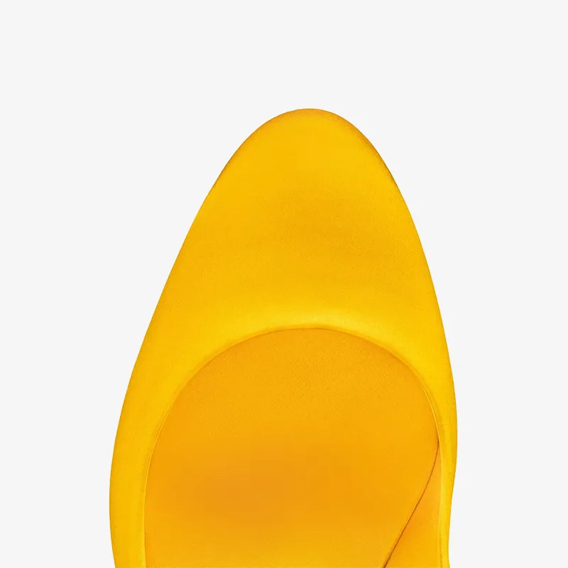 Yellow Crepe Satin Pump, Low-Cut Vamp