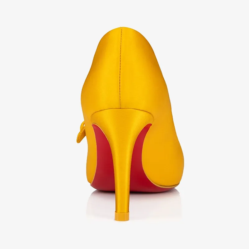 Yellow Crepe Satin Pump, Low-Cut Vamp
