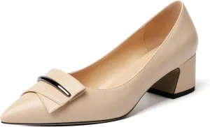 YODEKS Women's Chunky Heel Pumps Low Block Heel Pointed Toe Slip on Dress Pump Shoes for Work Casual Daily Life Party Dress Shoes