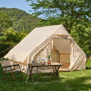 YOLENY Inflatable Camping Tent, 2/4/6/8 Person Glamping Inflatable Tents for Camping, Easy Setup Portable Water-Resistant Cabin Tent with Mesh Windows & Pumps, 4 Season