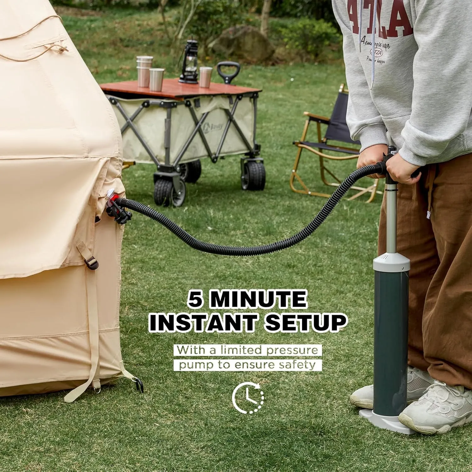 YOLENY Inflatable Camping Tent, 2/4/6/8 Person Glamping Inflatable Tents for Camping, Easy Setup Portable Water-Resistant Cabin Tent with Mesh Windows & Pumps, 4 Season