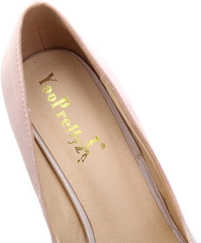 YooPrettyz Women Oversized Bow Wedding High Heels Slip On Satin Evening Bridesmaid Pumps