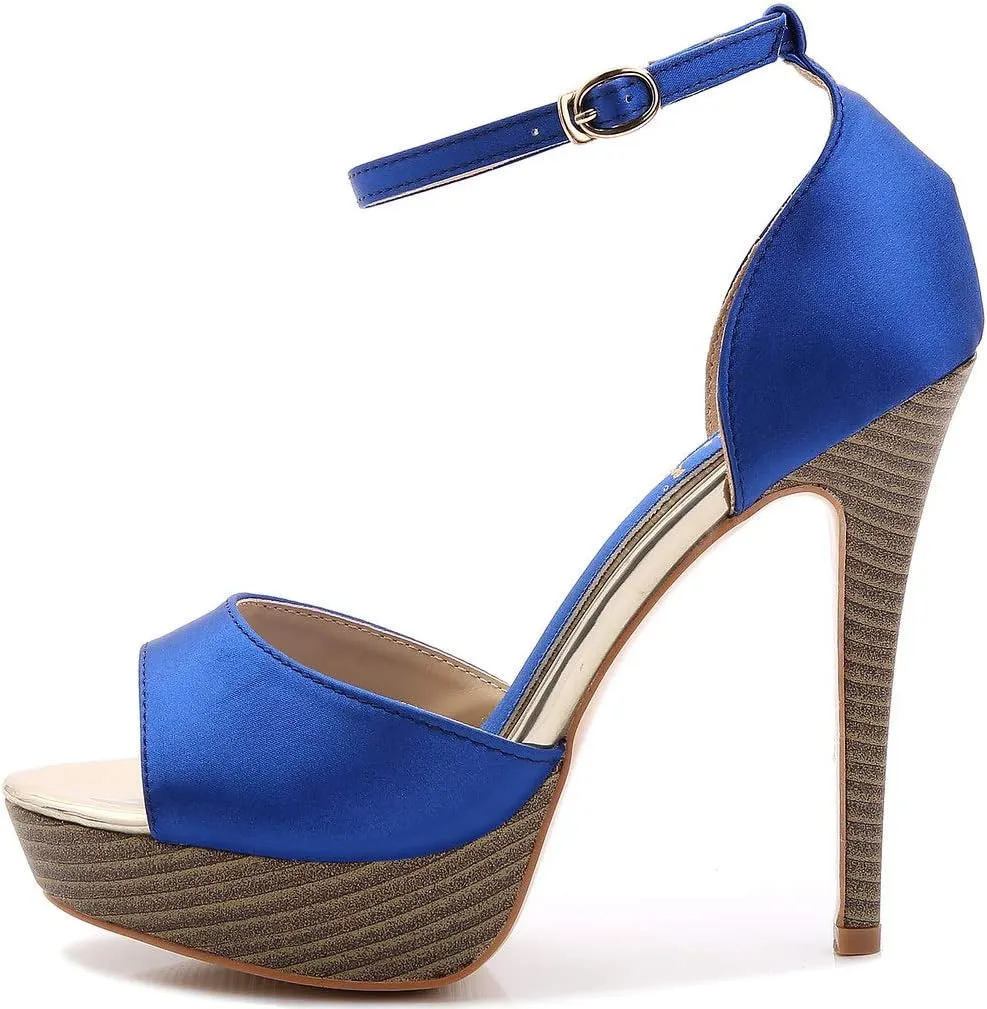 YooPrettyz Women Peep Toe Dress High Heel Ankle Strap Prom Shoes Wedding Platform Pumps