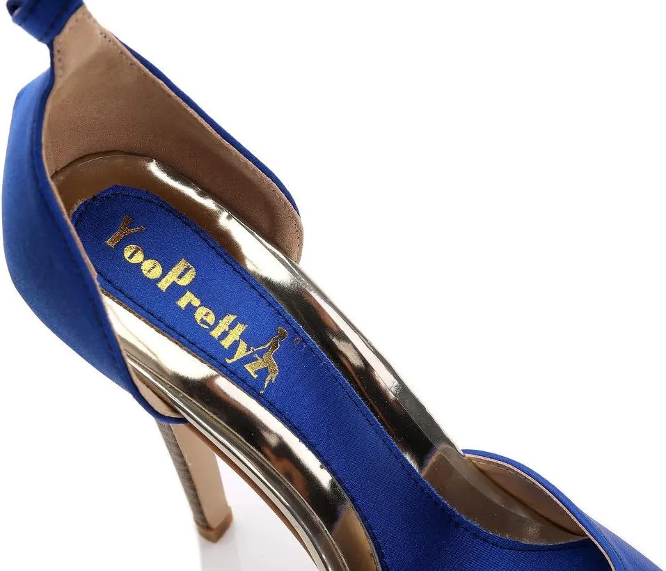 YooPrettyz Women Peep Toe Dress High Heel Ankle Strap Prom Shoes Wedding Platform Pumps