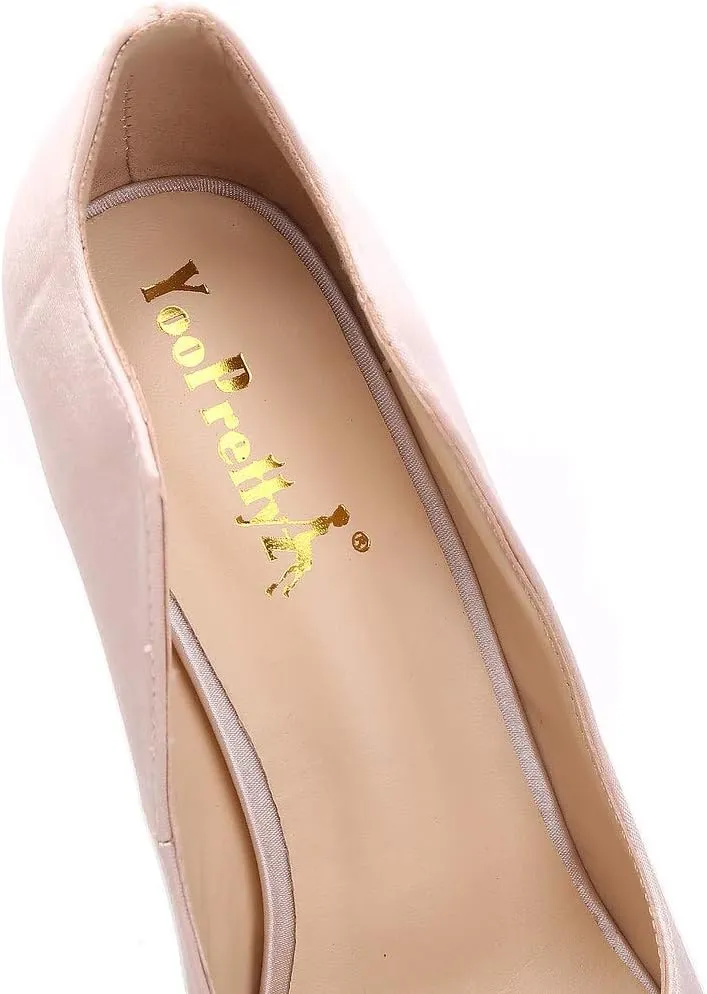 YooPrettyz Women Peep Toe Satin Shoe Wedding Stiletto Shoes Evening Pumps Bridal High Heels