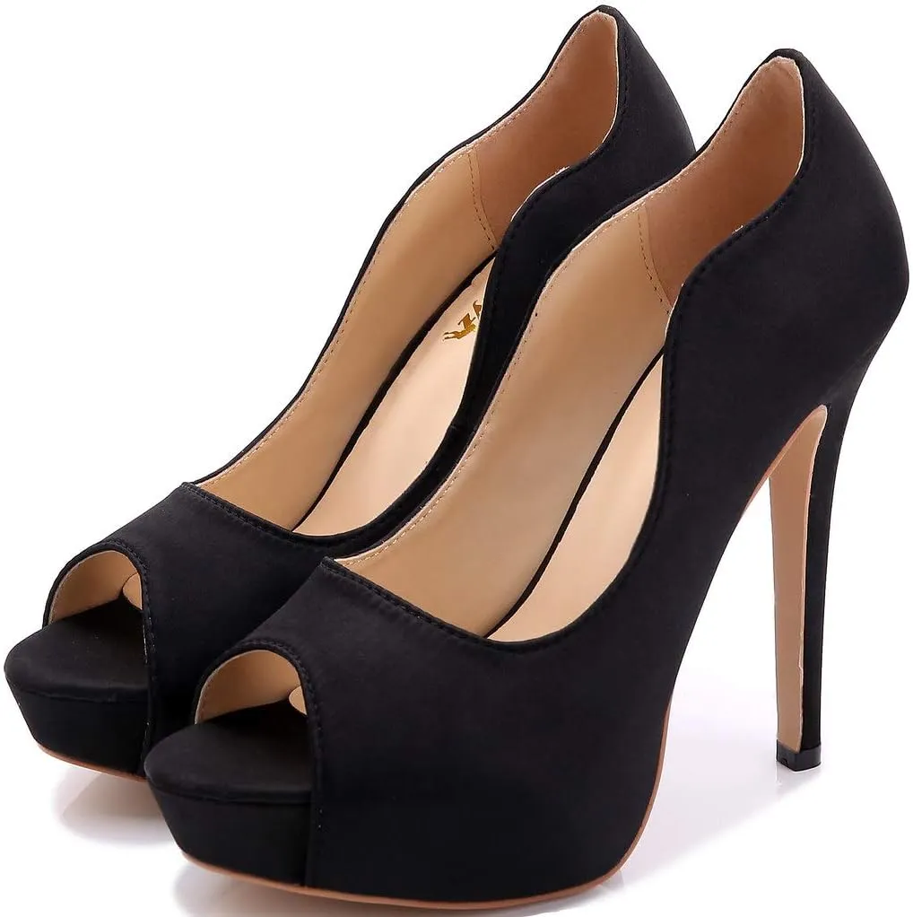 YooPrettyz Women Peep Toe Satin Shoe Wedding Stiletto Shoes Evening Pumps Bridal High Heels