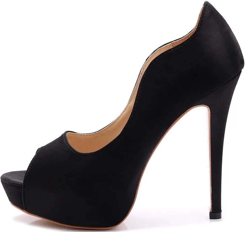 YooPrettyz Women Peep Toe Satin Shoe Wedding Stiletto Shoes Evening Pumps Bridal High Heels