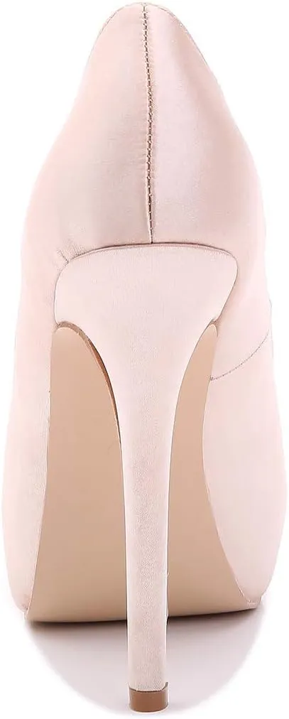 YooPrettyz Women Peep Toe Satin Shoe Wedding Stiletto Shoes Evening Pumps Bridal High Heels