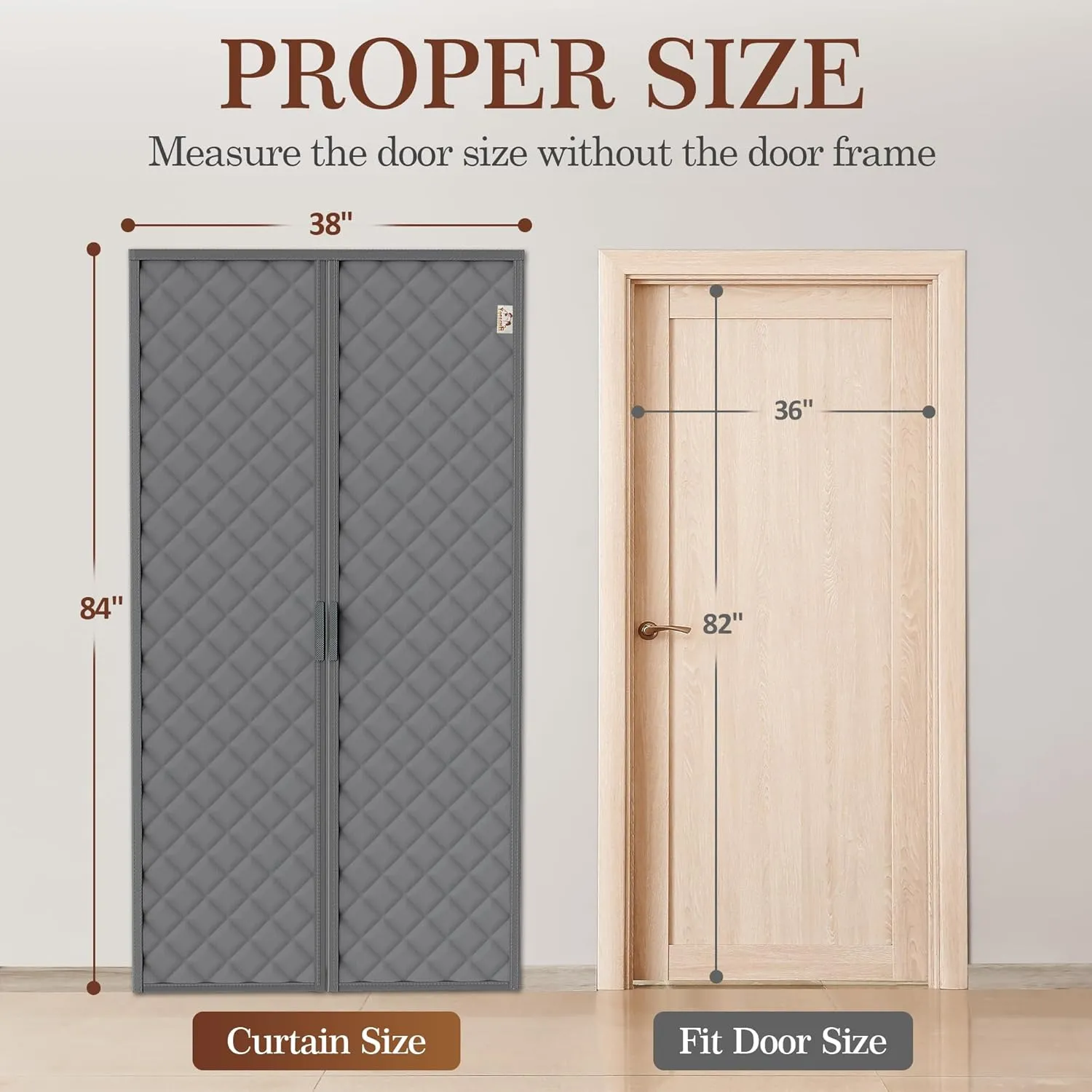 Yotache Magnetic Insulated Door Curtain for 36x82 Doors - Thermal Insulation Cover with 300D Oxford & Cotton Fill - Winter-Ready Draft Stopper to Lock Warmth/Cool Air, 38x84 Curtain