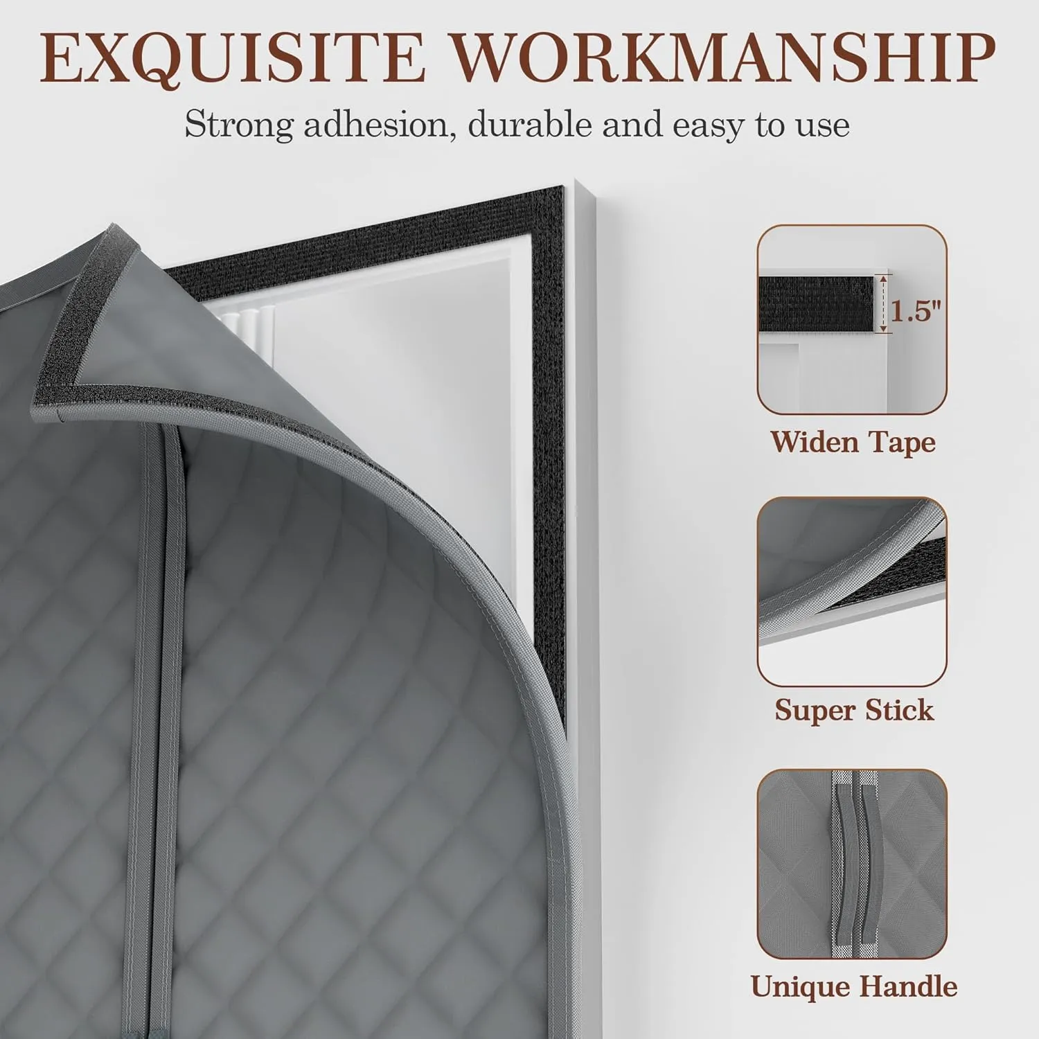 Yotache Magnetic Insulated Door Curtain for 36x82 Doors - Thermal Insulation Cover with 300D Oxford & Cotton Fill - Winter-Ready Draft Stopper to Lock Warmth/Cool Air, 38x84 Curtain