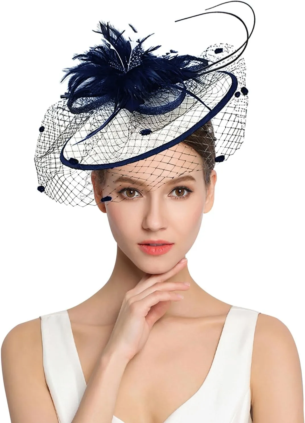 Z&X Sinamay Fascinator Hat Floral Feather Pillbox Derby Hats for Women Wedding Tea Party with Headband Clip
