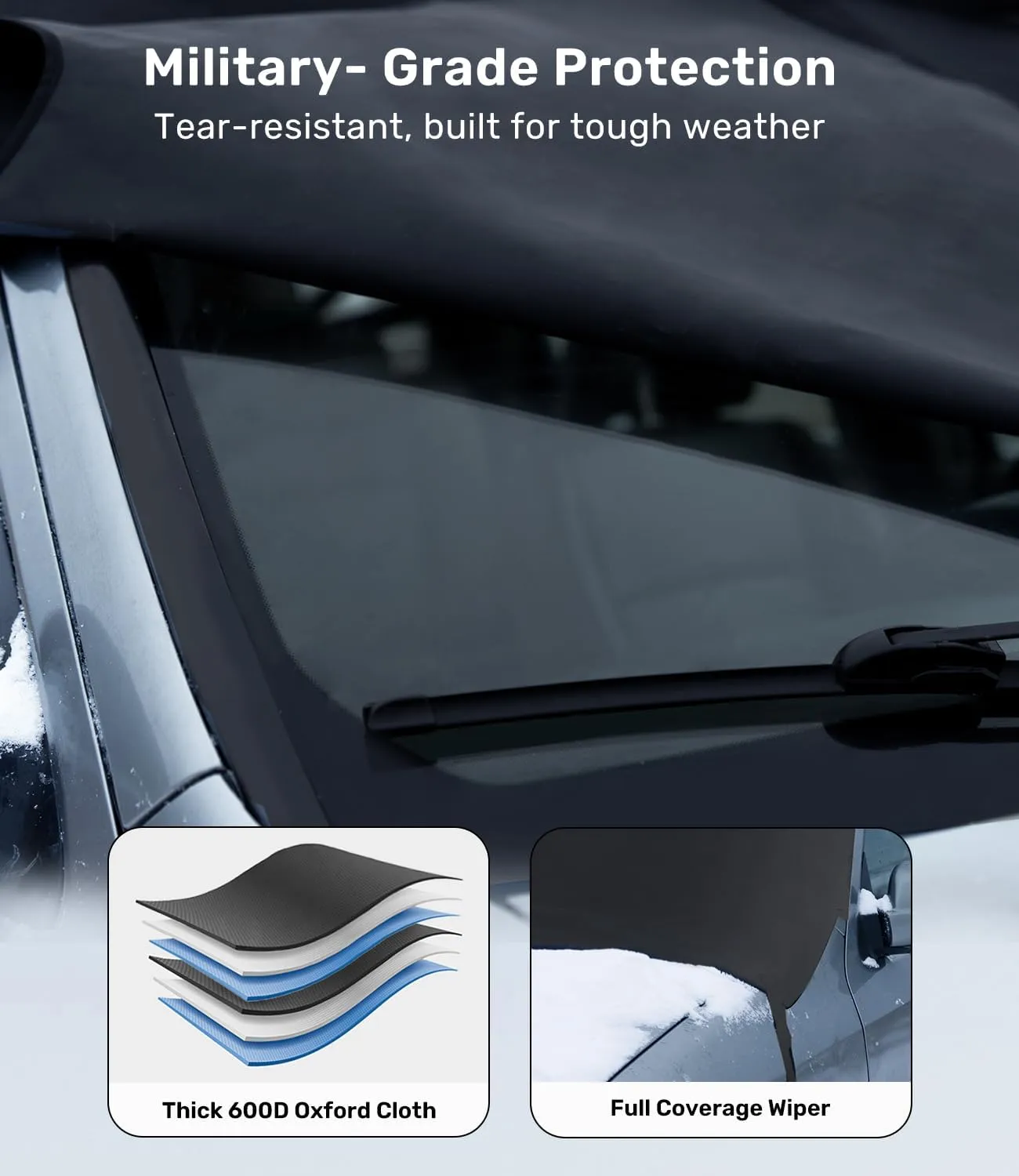 Zanch Upgrade Windshield Cover for Ice & Snow [Fast Install&Removal] 600D Oxford Fabric Against Magnetic Fit Snow, Ice, Frost, Winter Accessories - Fit for Large SUVs, MPV - XL (70''x54'')