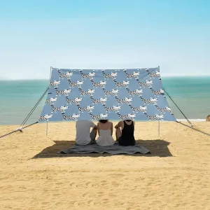 Zebra Cats Seamless Background Beach Canopy Tent Anti-UV & Wind Resistant, Camping Sun Shelter Easy Setup Portable,Outdoor Shade Tents with Sandbags,Sand Shovels,Ground Pegs & Stability Poles